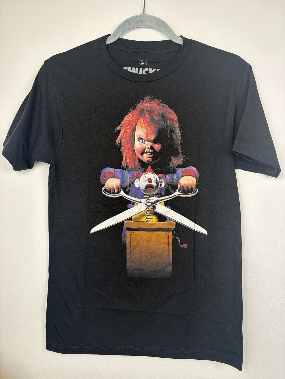 Chucky Jack in the Box Scissors T-Shirt Ripple Junction Black Men’s XS Horror